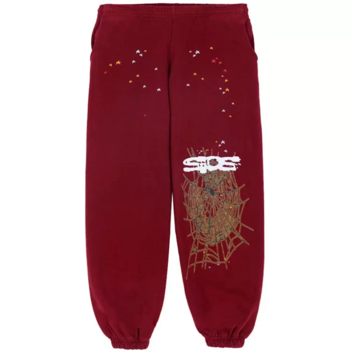 Sp5der Logo Tracksuit Maroon