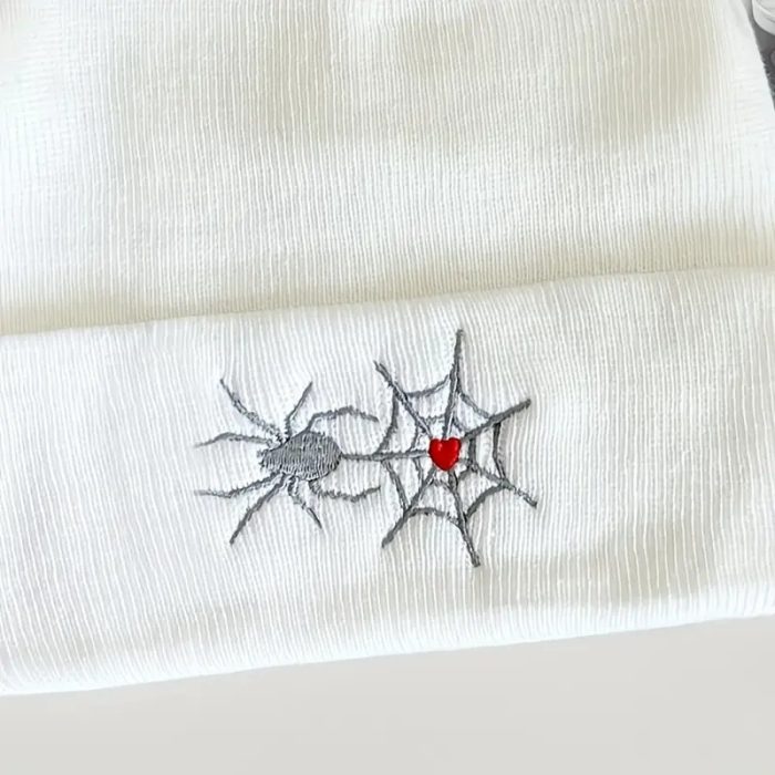 Spider Web Embroidery Beanies Halloween Graphic For Men & Women