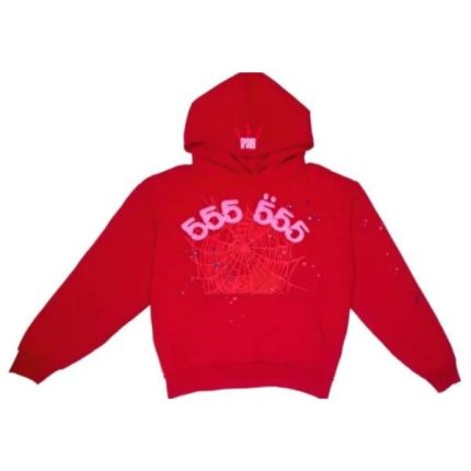 Sp5der Worldwide Red Angel Number 555 Hoodie Red